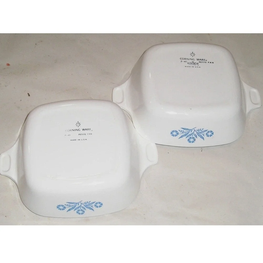 Pair Vintage CORNING WARE Blue Cornflower‎ P-41 PETITE PAN - 5